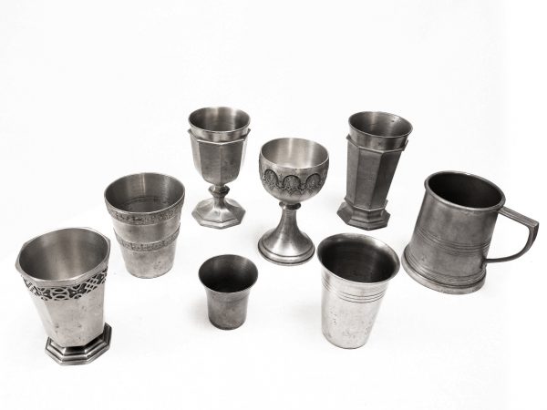 medieval cup made of tin and medieval tavern cup made of tin