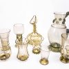 historical glass in green colour medieval feast