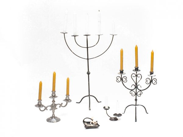 historical iron lights with candles