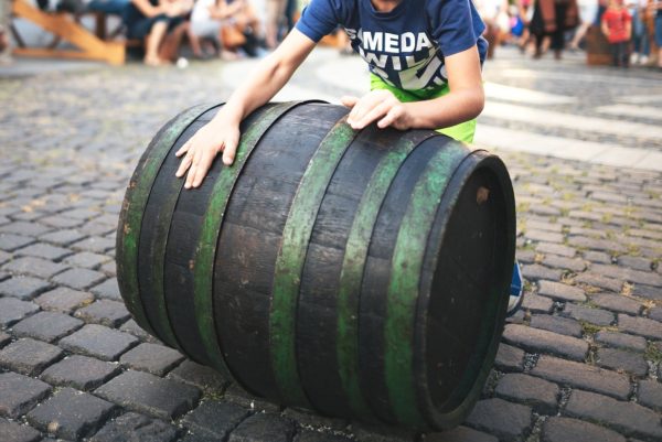 old used wine barrels used in medieval times for storaging wine