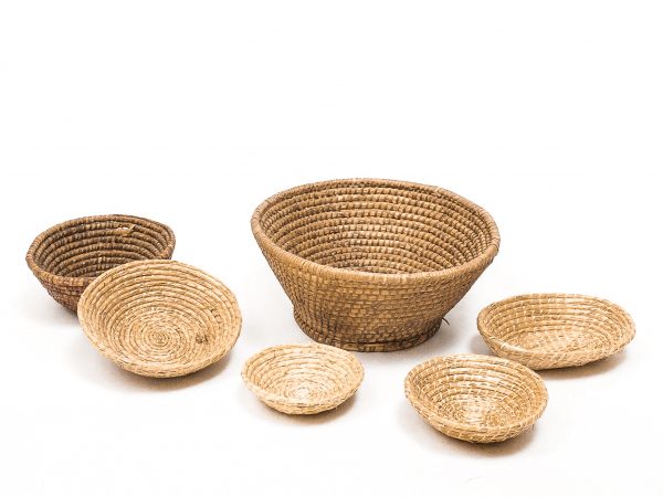 small wicker baskets used for food storaging in medieval kitchen