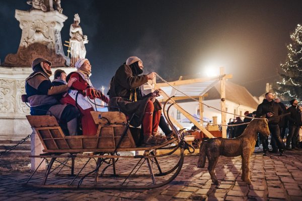 Medieval historical horse drawn sleigh for rent by Hector