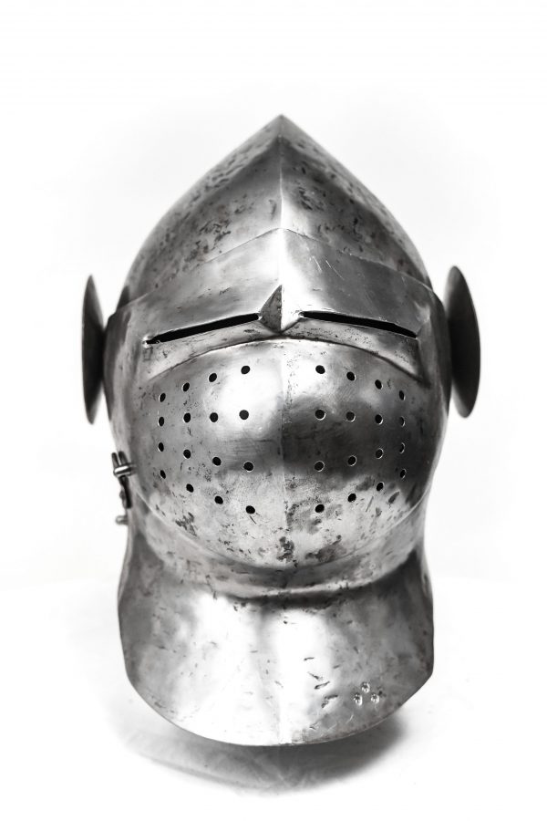 Copy of medieval horse riding war helmet for rent