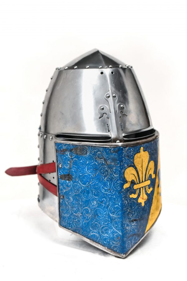 Copy of medieval horse riding war helmet for rent