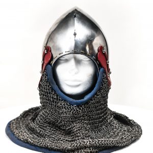 Copy of medieval horse riding war helmet for rent