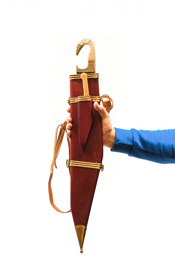 replica of greek falchata sword with knife and sheath for rent