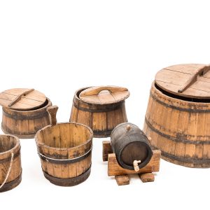 wooden storage containers for food grains or wine
