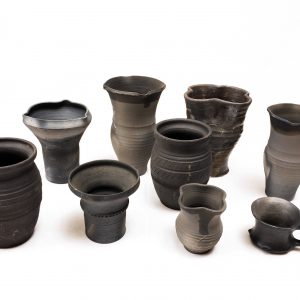 Dark medieval ceramic cups