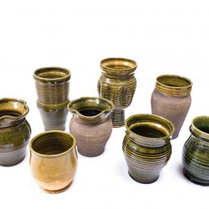 green glazed ceramic cups from medieval pottery