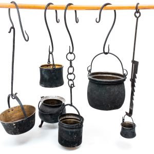 historical iron pot for medieval kitchen