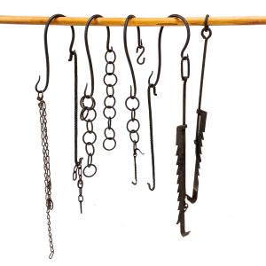 medieval chains and hooks for medieval kitchen or medieval executioner