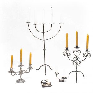 historical iron lights with candles