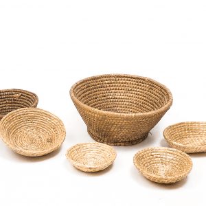 small wicker baskets used for food storaging in medieval kitchen