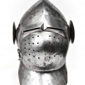 Copy of medieval horse riding war helmet for rent