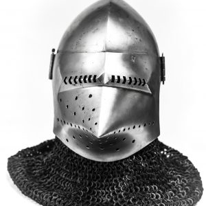 Copy of medieval horse riding war helmet for rent