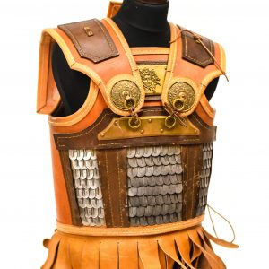 antique grek armour made of leather with medusa for rent