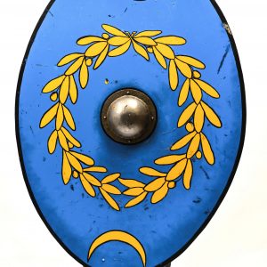 copy of antique roman round shield in blue colour for rent